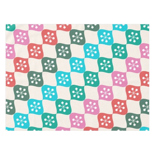 Retro Mid Mod Atomic Pattern farbenfrohe Weihnacht Tischdecke (Vorderseite (Horizontal))