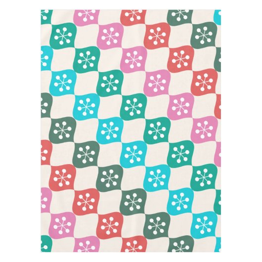 Retro Mid Mod Atomic Pattern farbenfrohe Weihnacht Tischdecke (Vorderseite)