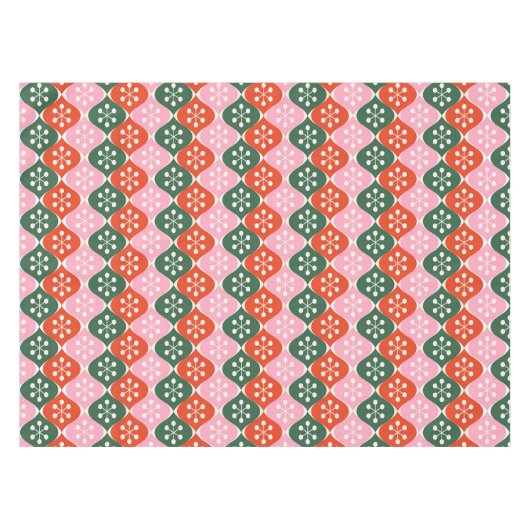 Retro Mid Mod Atomic Pattern Pink Green Christmas Tischdecke (Vorderseite (Horizontal))