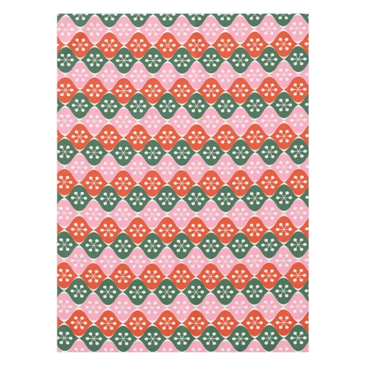 Retro Mid Mod Atomic Pattern Pink Green Christmas Tischdecke (Vorderseite)