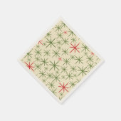 Retro Mid Mod Christmas Stars Olive Red Creme Serviette (Ecke)
