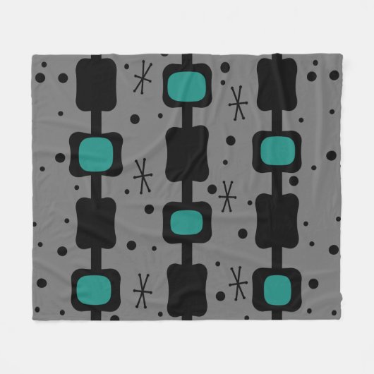 Retro Mid Mod Columns Box Aquamarin Fleecedecke (Vorderseite (Horizontal))