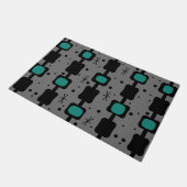 Retro Mid Mod Columns Box Aquamarin Fußmatte (Schrägansicht)