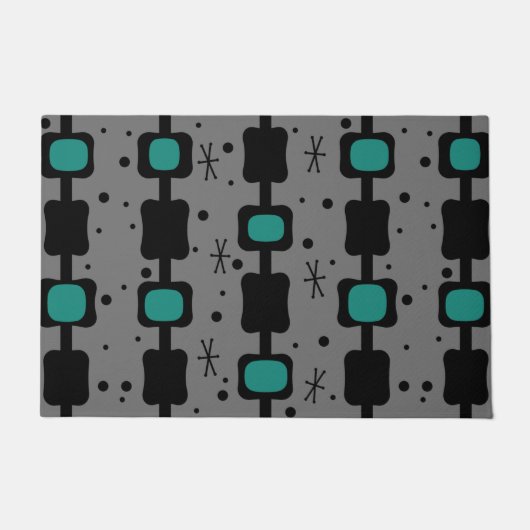 Retro Mid Mod Columns Box Aquamarin Fußmatte (Vorderseite)
