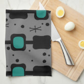 Retro Mid Mod Columns Box Aquamarin Geschirrtuch (Viertel Falte)