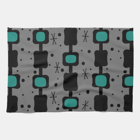 Retro Mid Mod Columns Box Aquamarin Geschirrtuch (Horizontal)