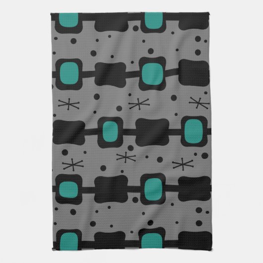 Retro Mid Mod Columns Box Aquamarin Geschirrtuch (Vertikal)