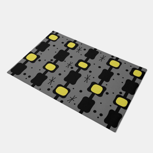 Retro Mid Mod Columns Box Gelb Fußmatte (Schrägansicht)