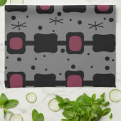 Retro Mid Mod Columns Box Maroon Geschirrtuch (Gefaltet)