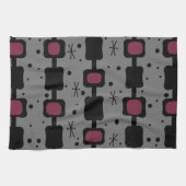 Retro Mid Mod Columns Box Maroon Geschirrtuch (Horizontal)