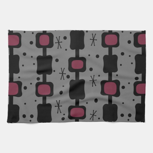 Retro Mid Mod Columns Box Maroon Geschirrtuch (Horizontal)