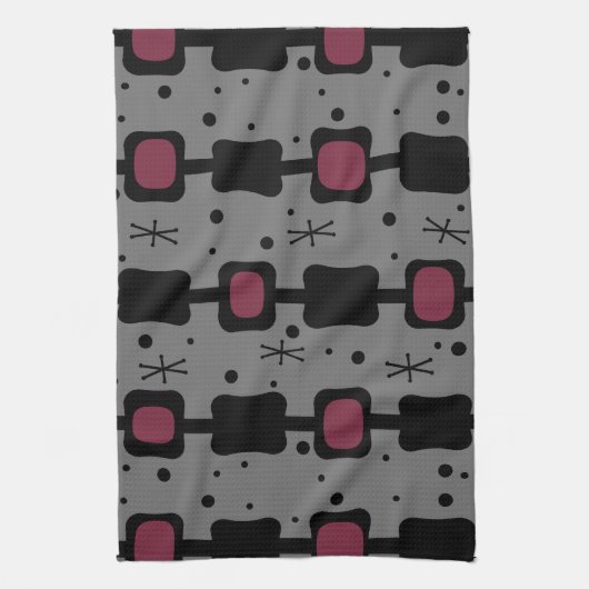 Retro Mid Mod Columns Box Maroon Geschirrtuch (Vertikal)