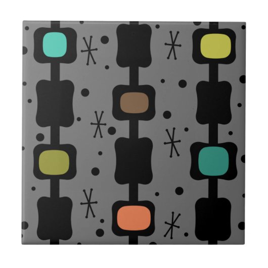 Retro Mid Mod Columns Boxen mehrfarbig Fliese (Vorderseite)