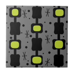 Retro Mid Mod Columns Boxes Chartreuse Fliese