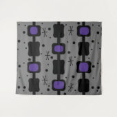 Retro Mid Mod Columns Boxes Indigo Wandteppich (Vorderseite (Horizontal))