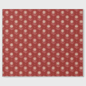 Retro Mid Mod Floral Pattern White Daisies on Red  Geschenkpapier (Flach)