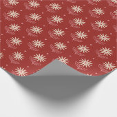 Retro Mid Mod Floral Pattern White Daisies on Red  Geschenkpapier (Ecke)
