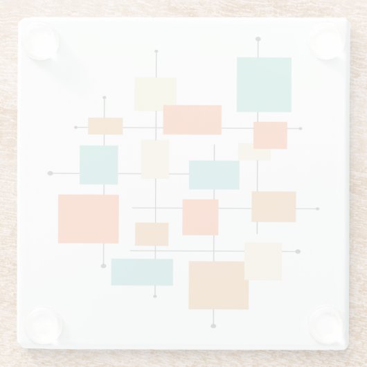 Retro Mid Mod: Funky Orange und Blue Squares Glasuntersetzer (Rückseite)