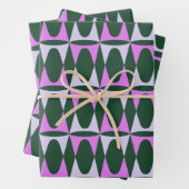 Retro Mid Mod Geometric Holiday Pattern Green Pink Geschenkpapier Set (Beispiel)