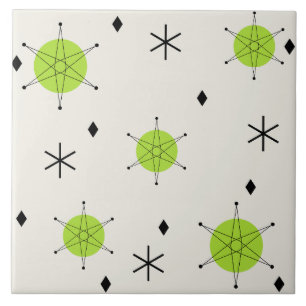 Retro Mid Mod Starburst Himmel Chartreuse Fliese