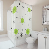 Retro Mid Mod Sternexplosion Sky Chartreuse Duschvorhang (Beispiel)