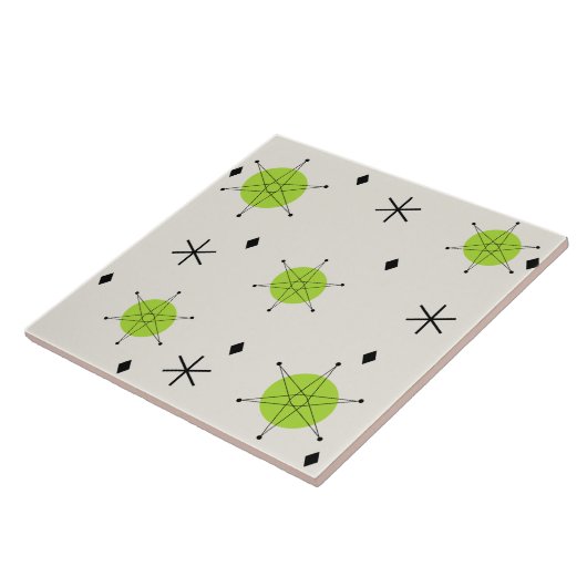 Retro Mid Mod Sternexplosion Sky Chartreuse Fliese (Seite)