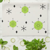 Retro Mid Mod Sternexplosion Sky Chartreuse Geschirrtuch (Gefaltet)