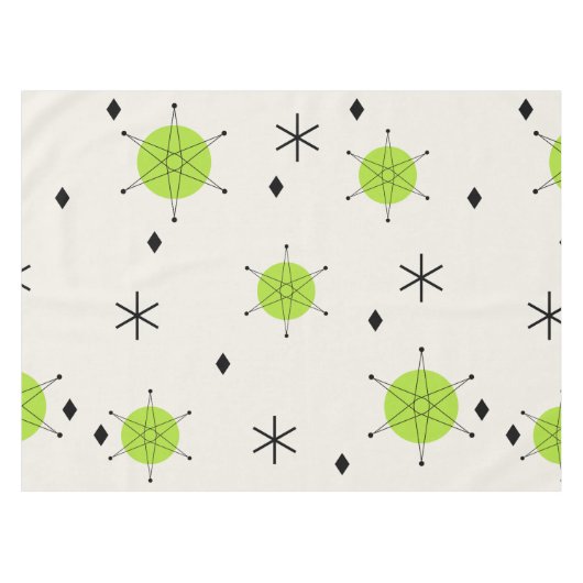 Retro Mid Mod Sternexplosion Sky Chartreuse Tischdecke (Vorderseite (Horizontal))