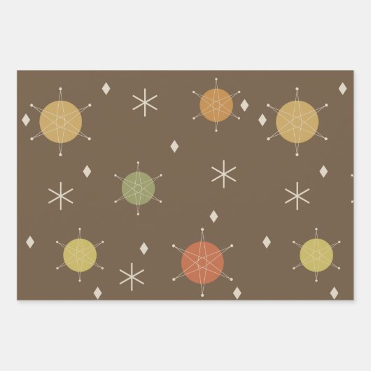 Retro Mid Mod Sternexplosion Sky mehrfarbig Geschenkpapier Set (Vorderseite)