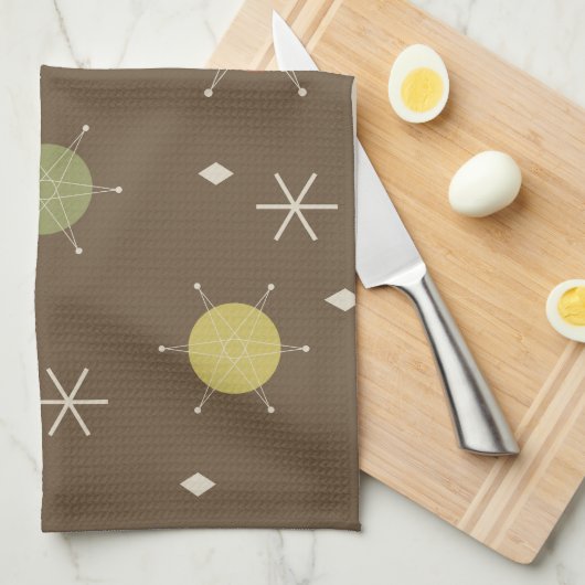 Retro Mid Mod Sternexplosion Sky mehrfarbig Geschirrtuch (Viertel Falte)