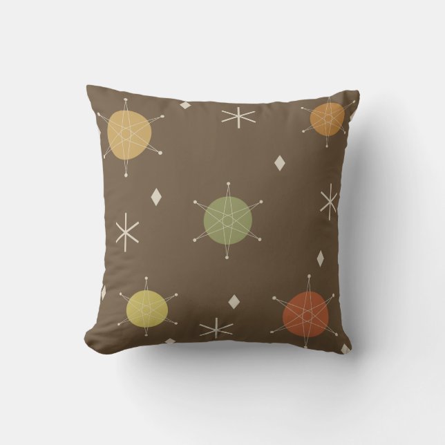 Retro Mid Mod Sternexplosion Sky mehrfarbig Kissen (Vorderseite)