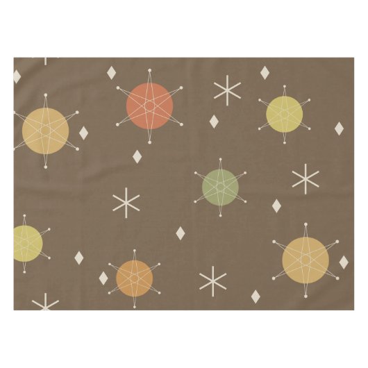 Retro Mid Mod Sternexplosion Sky mehrfarbig Tischdecke (Vorderseite (Horizontal))