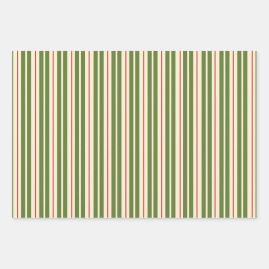 Retro Mid Mod Weihnachten Muster Olive Red Cream Geschenkpapier Set (Vorderseite 3)