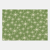 Retro Mid Mod Weihnachten Muster Olive Red Cream Geschenkpapier Set (Vorderseite 2)