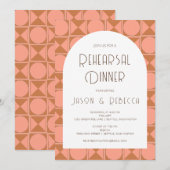 Retro Mid Modern Geometric Pink Probe Dinner Einladung (Vorne/Hinten)