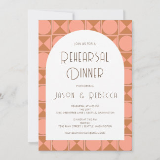 Retro Mid Modern Geometric Pink Probe Dinner Einladung