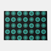 Retro MidCentury Dots Black Aquamarin Fußmatte (Vorderseite)
