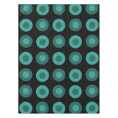 Retro MidCentury Dots Black Aquamarin Tischdecke (Vorderseite)