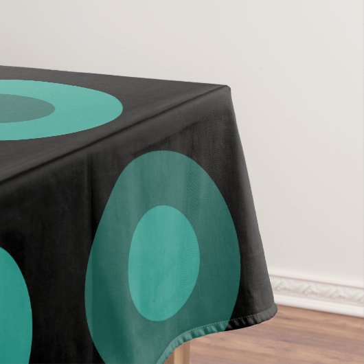 Retro MidCentury Dots Black Aquamarin Tischdecke (Beispiel)