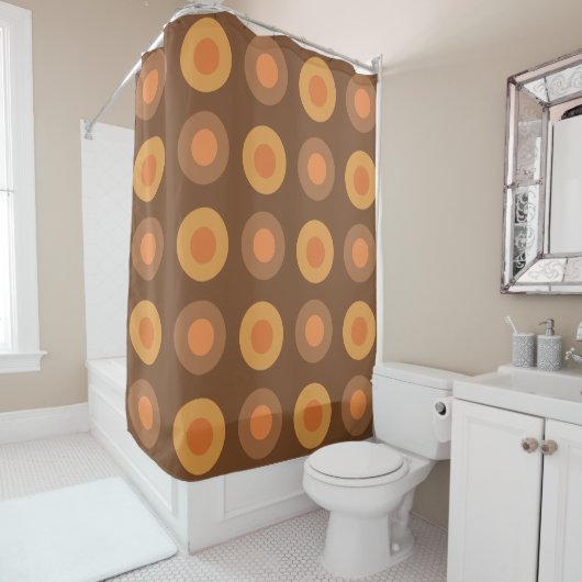 Retro MidCentury Dots Burnt Orange Duschvorhang (Beispiel)