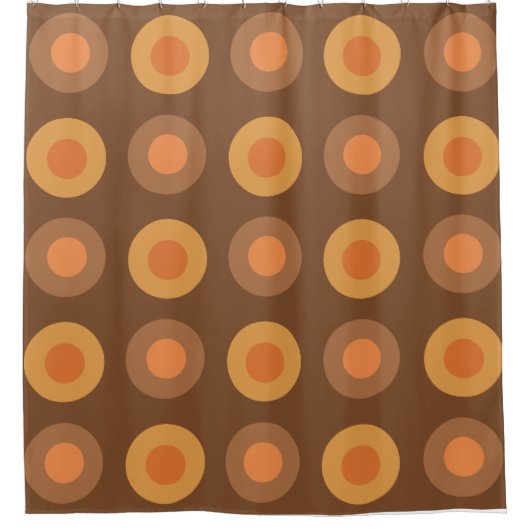 Retro MidCentury Dots Burnt Orange Duschvorhang (Vorderseite)
