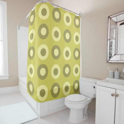 Retro MidCentury Dots Chartreuse Duschvorhang (Beispiel)