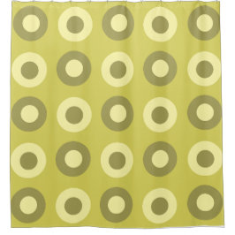 Retro MidCentury Dots Chartreuse Duschvorhang