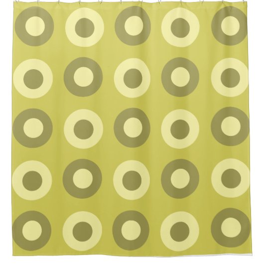 Retro MidCentury Dots Chartreuse Duschvorhang (Vorderseite)