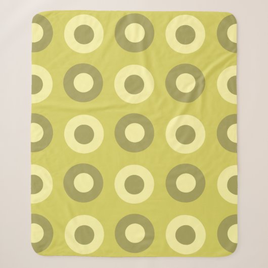 Retro MidCentury Dots Chartreuse Sherpadecke (Vorderseite)