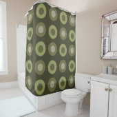 Retro MidCentury Dots Olive Green Duschvorhang (Beispiel)