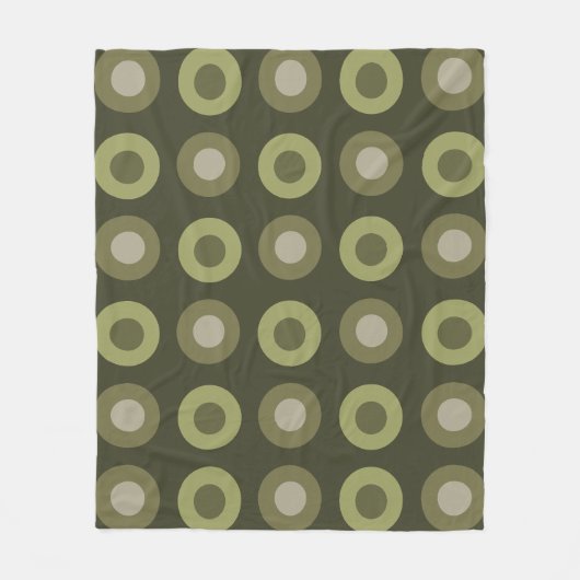 Retro MidCentury Dots Olive Green Fleecedecke (Vorderseite)