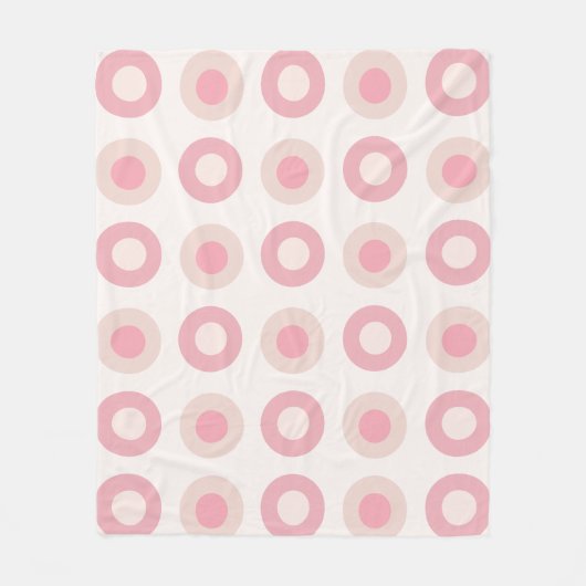 Retro MidCentury Dots Pink Vanilla Fleecedecke (Vorderseite)
