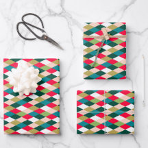Retro Midcentury Harlequin Diamond Christmas Color