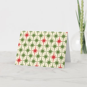 Retro-Midcentury-Modern-Weihnachts-Sternenexplosio Karte